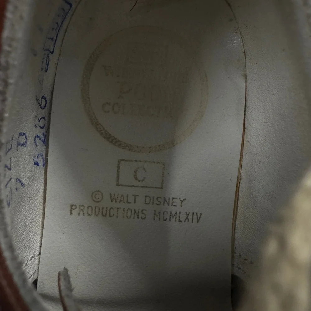 Vintage 1964 Disney Winnie the Pooh Brown Leather Lace Up Shoes Boy 7